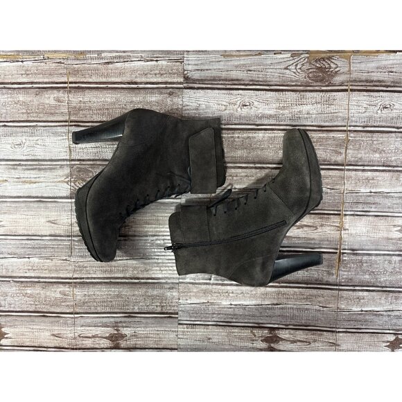 Paul Green Suede lace Ankle strap Heel Boots sz 6 color Black made Austria - Picture 5 of 10